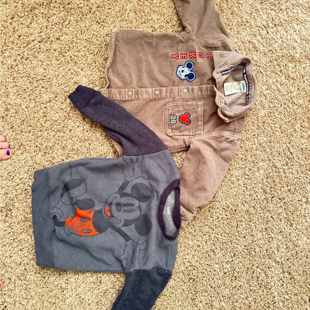 Disney Mickey Mouse Kids Jacket and Sweater Set - Brown and Gray
